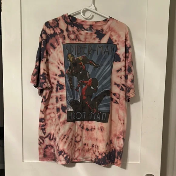 Spider-Man and Iron Man Acid Wash T-Shirt Men’s XXL - Picture 2 of 10